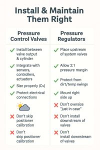 pressure-control valves vs pressure regulators maintenance - infographic. Mastermac2000