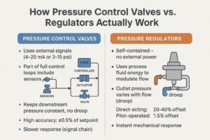 pressure control valves vs regulators infographic