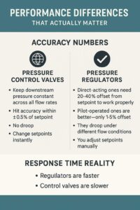 pressure control valves vs regulators accuracy statistics infographic Mastermac2000