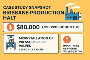 Brisbane production halt case study pressure relief valve misinstallation MasterMac2000