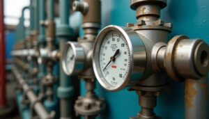 Pneumatic Pressure Regulators shown in a factory.